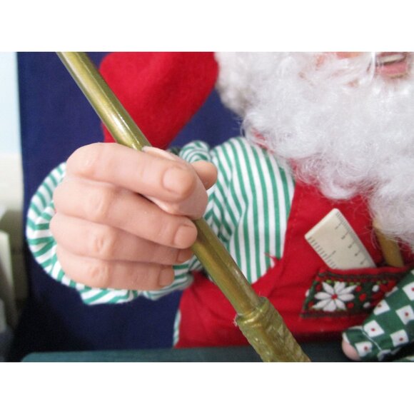 Vintage Animated Santa Painting Doll Light Up Candle Music Box Works GUC - Picture 15 of 16